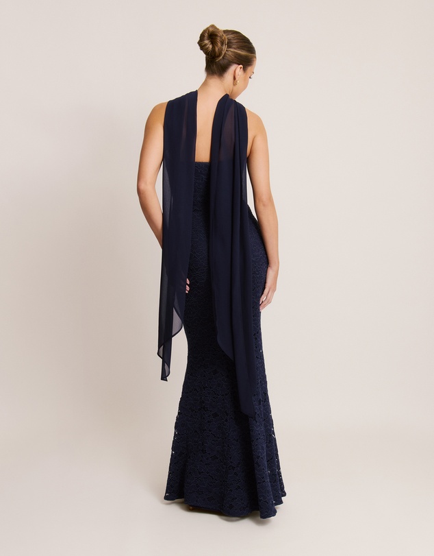 Six Stories - Lace Corset Maxi Dress with Neck Scarf