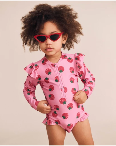 Huxbaby - Strawberry Fields Forever Frill Swimsuit - Babies-Kids