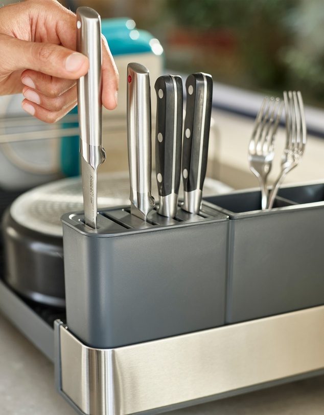 Joseph Joseph - Extend™ Max Steel High-Capacity Expanding Cookware Dish Rack with Draining Spout