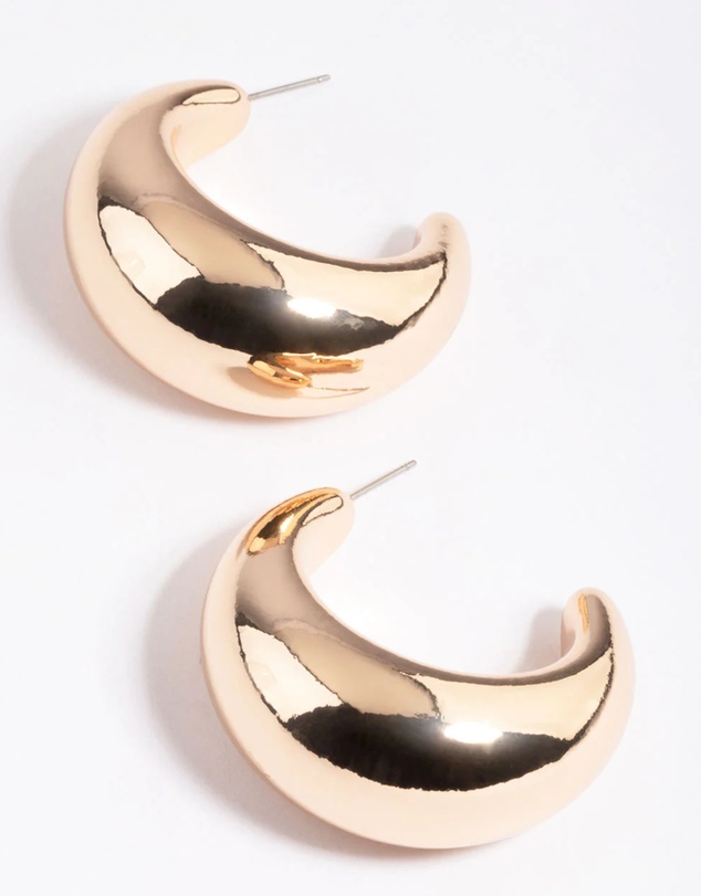Lovisa - Gold Thick Puff Hoop Earrings