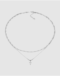 Elli Jewelry - Necklace Choker Layer Cross Filigree with Zirconia in 925 Sterling Silver