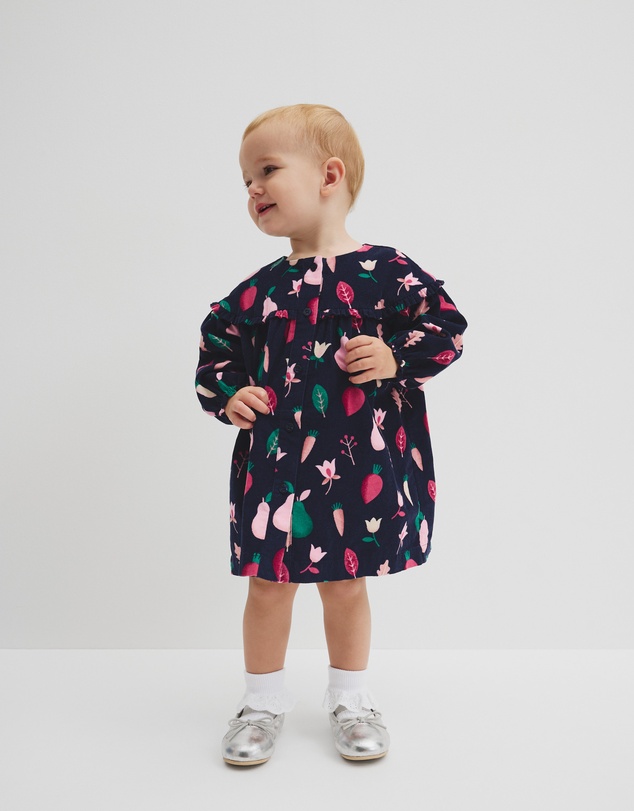 Country Road - Fruit Frill Long Sleeve Cord Dress