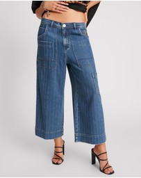 ONE TEASPOON - Bad Boys High Waist Wide Leg Denim Jeans - Glitter Highway