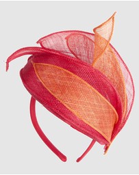 Max Alexander - Pillbox Red Orange Racing Fascinator