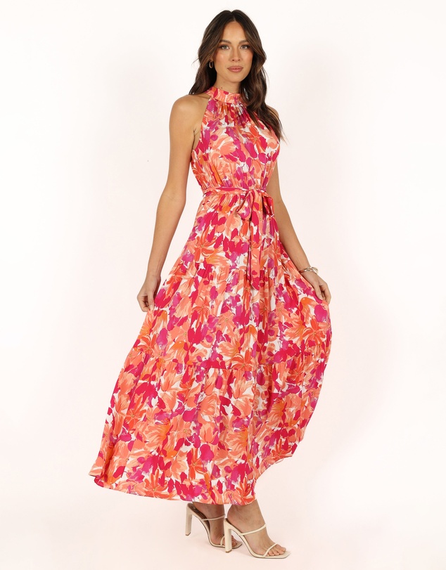 Petal & Pup - Caroline Maxi Halter Dress - Red Orange