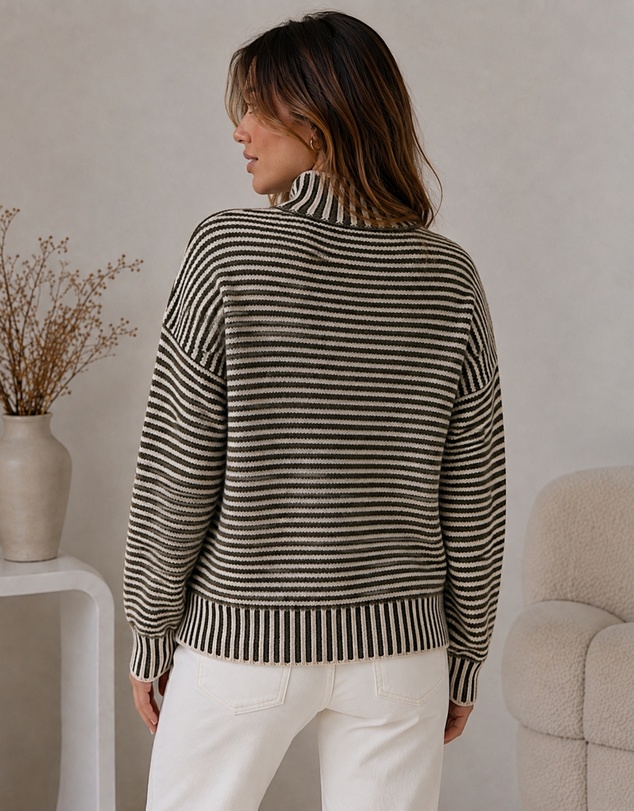 Esther & Co - Naizelle Knit - Latte Stripe