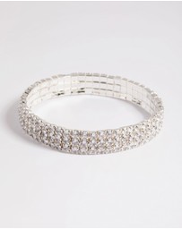 Lovisa - Silver Cubic Zirconia Diamante Stretch Triple Row Bracelet