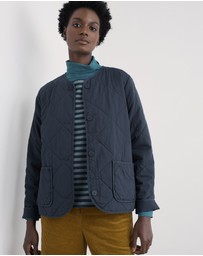 Seasalt - Seasalt Cornwall Navy Swift Barn Organic Cotton Quilted Jacket