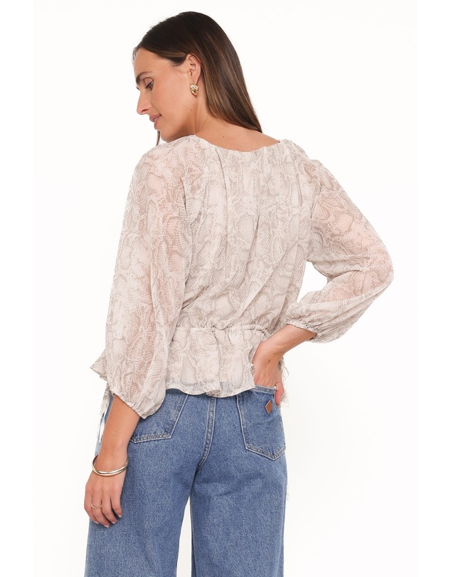Petal & Pup - Ethelinda Drawcord Waist Top - Snake Print