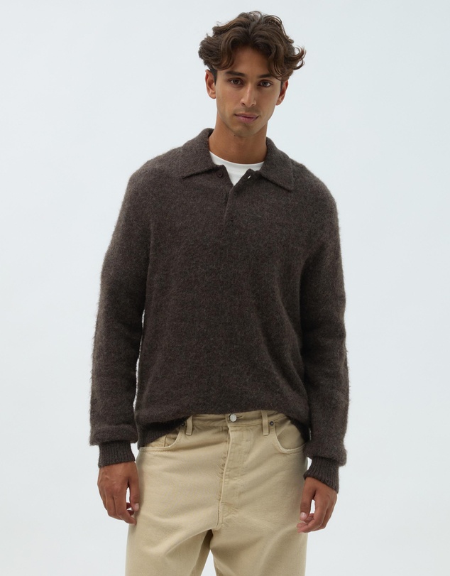 AERE - Brushed Alpaca Blend Knit Polo