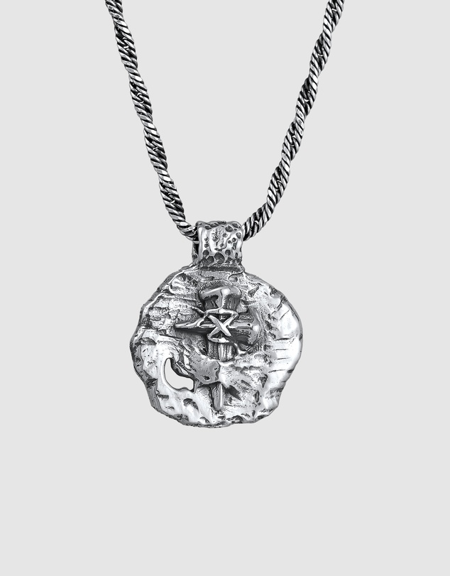 Kuzzoi - ICONIC EXCLUSIVE - Ancient Coin Pendant Necklace in Oxidised 925 Sterling Silver
