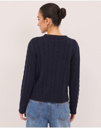 Calli - Leo Wool Blend Cable Knit Jumper