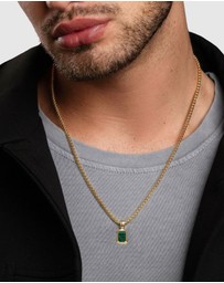 Nialaya Jewellery - Men's Sterling Silver Necklace with Two-in-One Malachite & Black Onyx Pendant