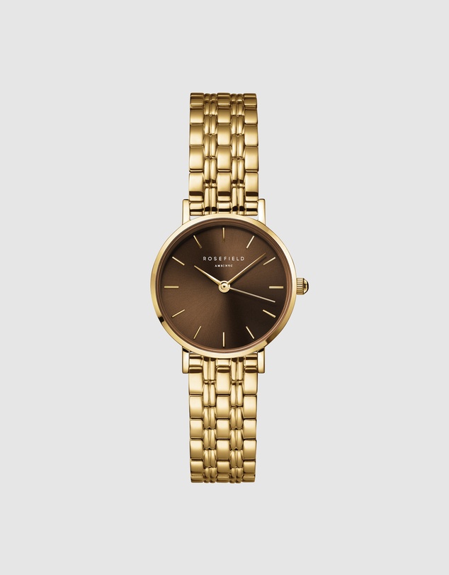 Rosefield - Small Edit Chocolate Brown Dial Gold-Tone Bracelet Watch