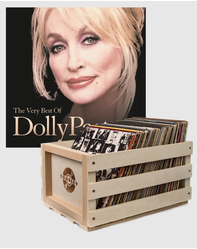 Sony Music - Crosley Record Storage Crate Dolly Parton The Very Best Of Dolly Parton Vinyl Album Bundle
