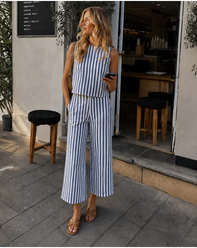 Esther & Co - Lizo Pants - Blue Stripe