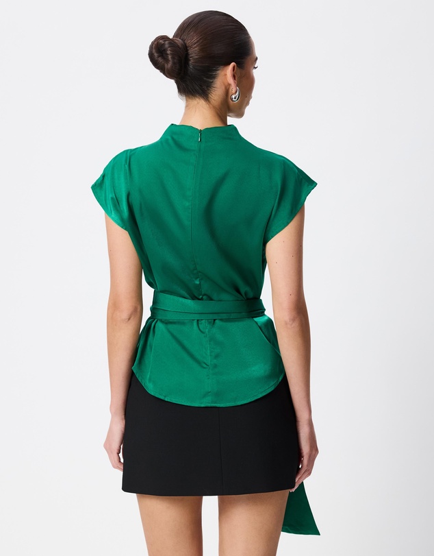 Tussah - Violet Drape Tie Detail Satin Top