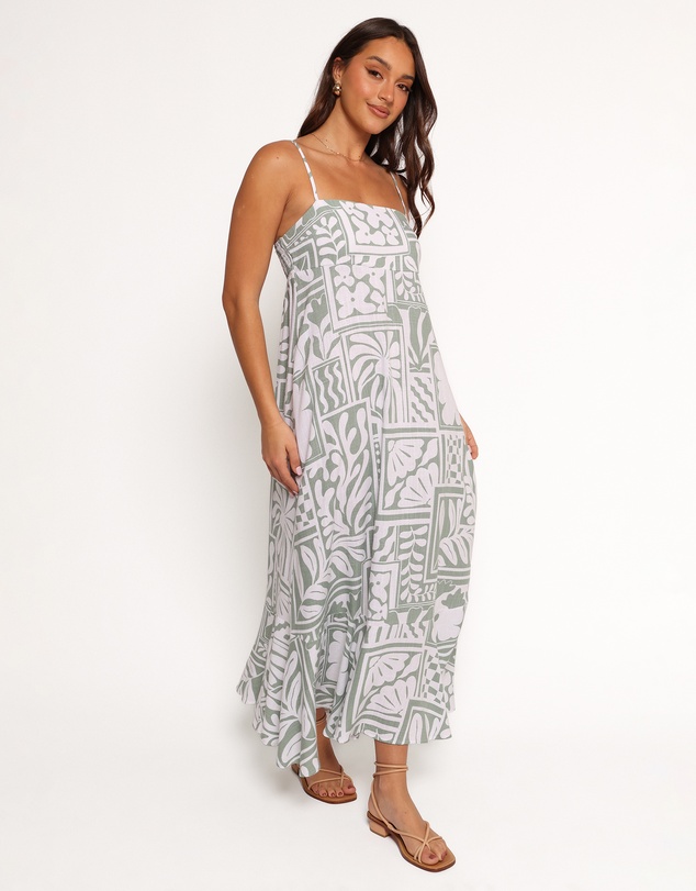 Petal & Pup - Kelsie Midi Dress - Sage Print