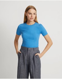 Oxford - Sasha Crew Neck Short Sleeve Knit Top