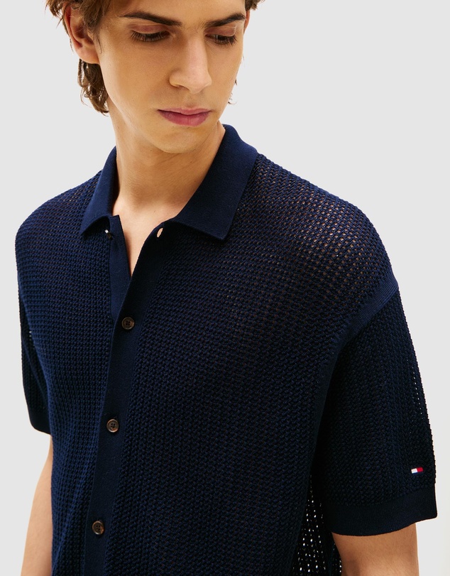 Tommy Hilfiger - Relaxed Fit Open Knit Short Sleeve Shirt
