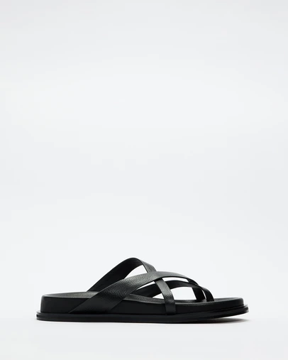 AERE - Roxy Leather Crossover Footbed Sandals - Women's