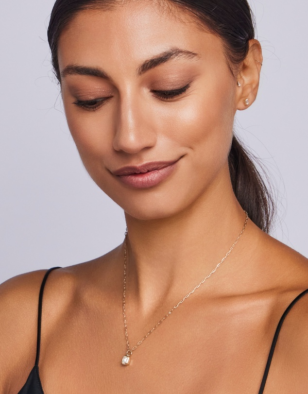 Zoe Olivia - 9K Gold Emerald Lab Grown Diamond Stud Earrings
