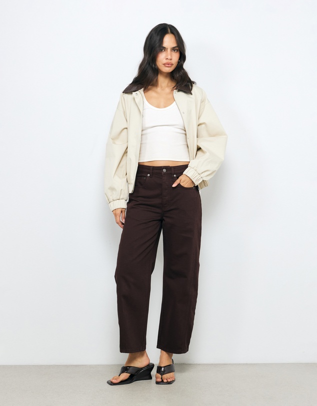 AERE - Mid Rise Barrel Leg Jeans