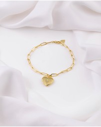 Wanderlust + Co - Heart Gold Locket Bracelet