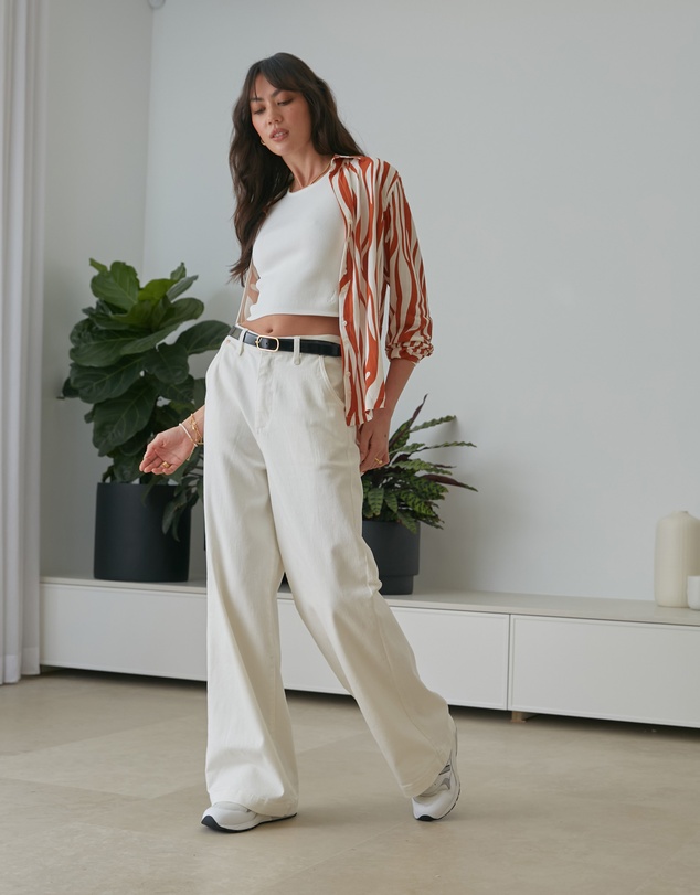 DRICOPER DENIM - Mila Ivory Mid Rise Palazzo Jeans