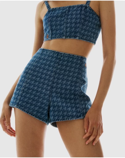 Perfect Moment - Denim Houndstooth Shorts
