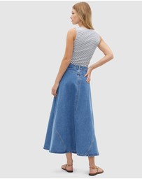 Seed Heritage - Denim Flare Midi Panel Skirt