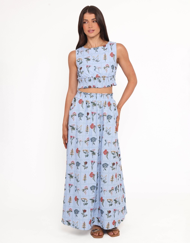 Petal & Pup - Kimora Embroidered Maxi Skirt - Blue Floral