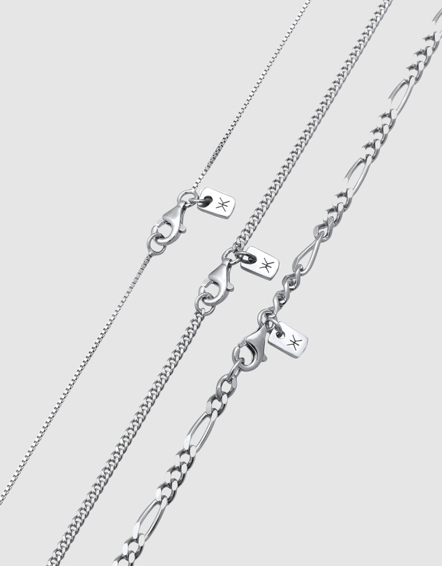 Kuzzoi - ICONIC EXCLUSIVE - Mixed Chain Necklace Set in 925 Sterling Silver