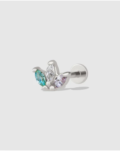 Wanderlust + Co - Trio Marquise Rainbow & Silver Flat Back Earring