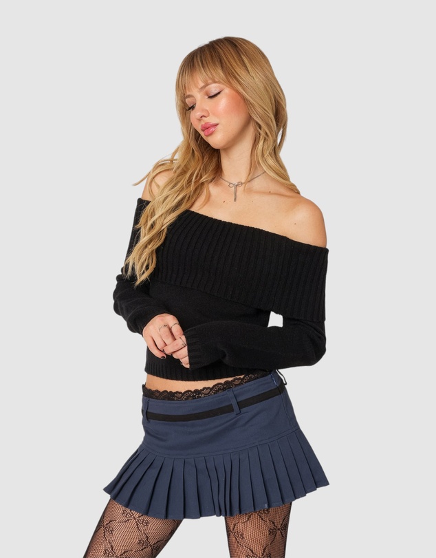 EDIKTED - Tamara Fold Over Knit Top