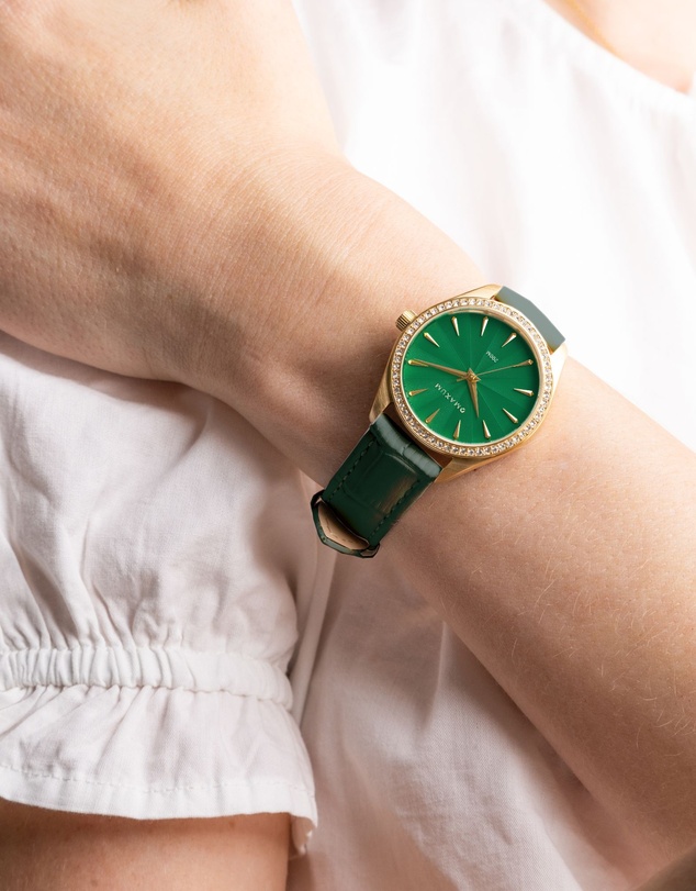 Maxum - Sydney - Green Dial, Gold Tone Case & Green Leather Band