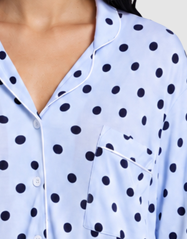 Sant And Abel - Women's Spotty Blue Bamboo Night Shirt
