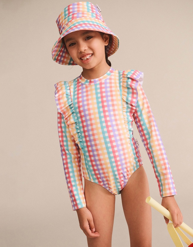 Huxbaby - Rainbow Check Frill Swimsuit - Babies-Teens