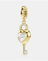 Swarovski - Idyllia Charm, Mixed Cuts, Heart With Key, White, Gold-tone Plated
