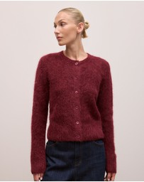 Trenery - Brushed Alpaca Button Through Cardigan in Red Mahogany