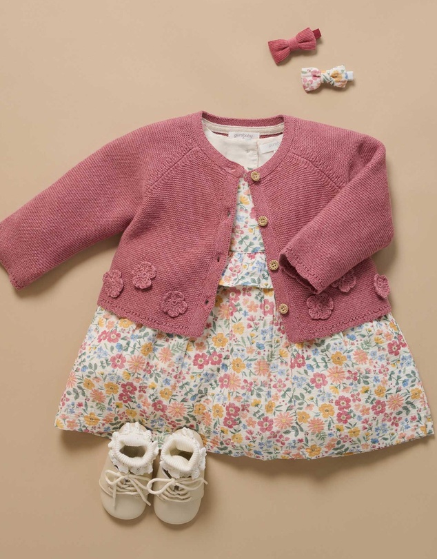 Purebaby - Crochet Flower Cardigan -Kids-Babies
