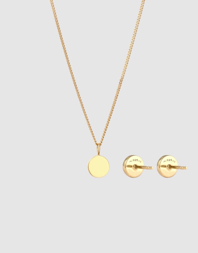 Elli Jewelry - Jewelry Set Moonstone 925 Sterling Silver Gold-Plated