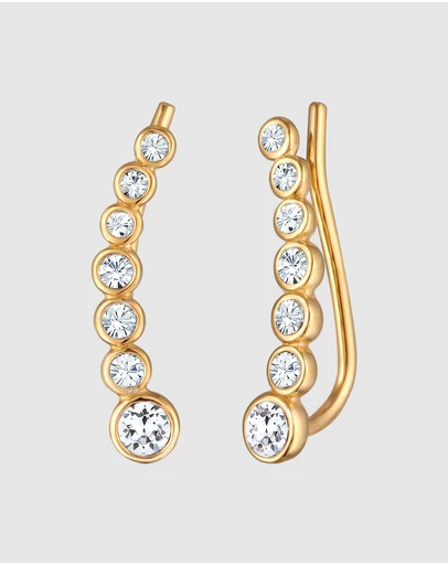 Elli Jewelry - Crystal Ear Climber Earrings in Gold-Plated 925 Silver