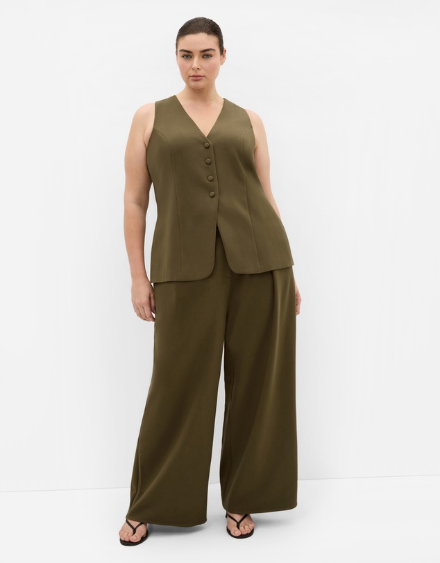 City Chic - Plus Size Tori Wide Leg Pant - khaki