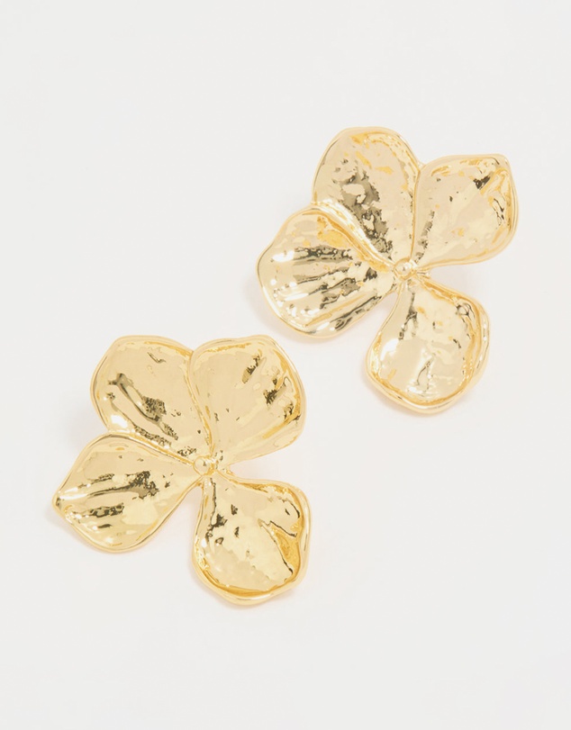 Lovisa - Gold Plated Textured Flower Stud Earrings
