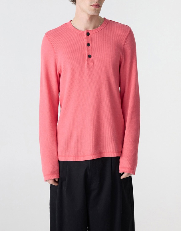 Bassike - Waffle Slouch Placket T-Shirt