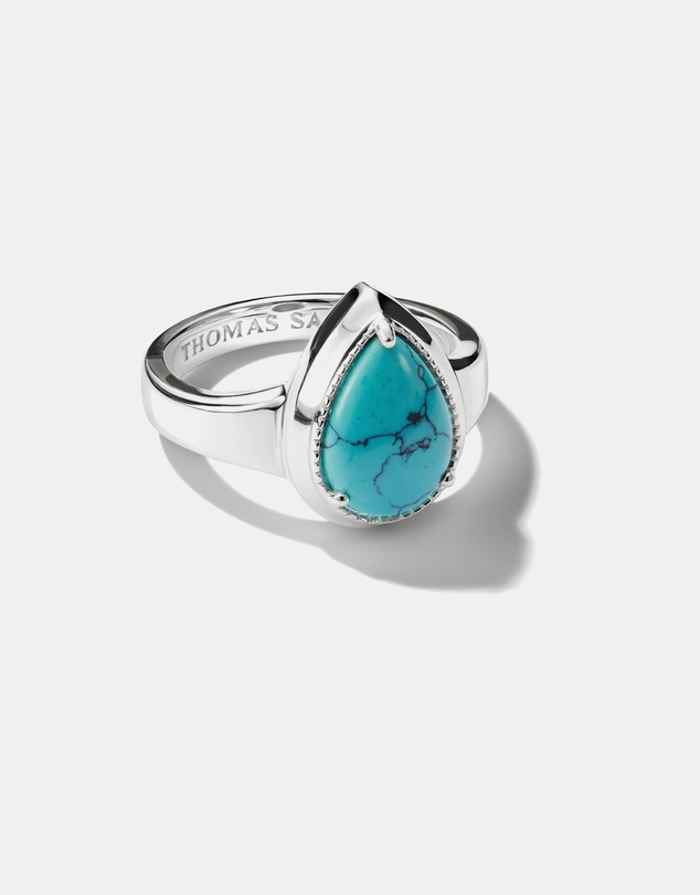 THOMAS SABO - THOMAS SABO Ring with Imitation Turquoise Teardrop Stone Silver