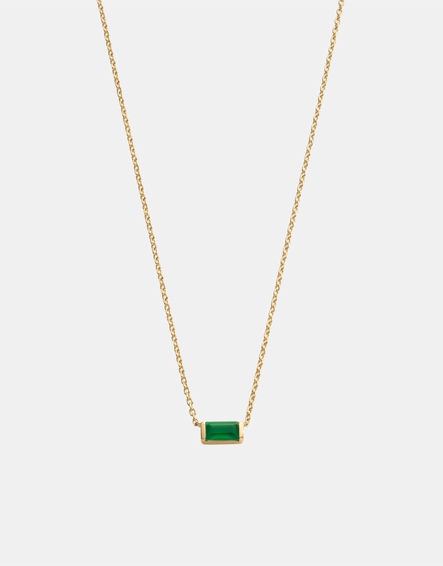Kirstin Ash - Baguette Birthstone Necklace May Green Onyx