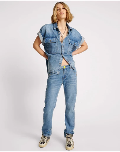 ONE TEASPOON - Blue Rapture Truckers Low Waist Straight Leg Denim Jeans