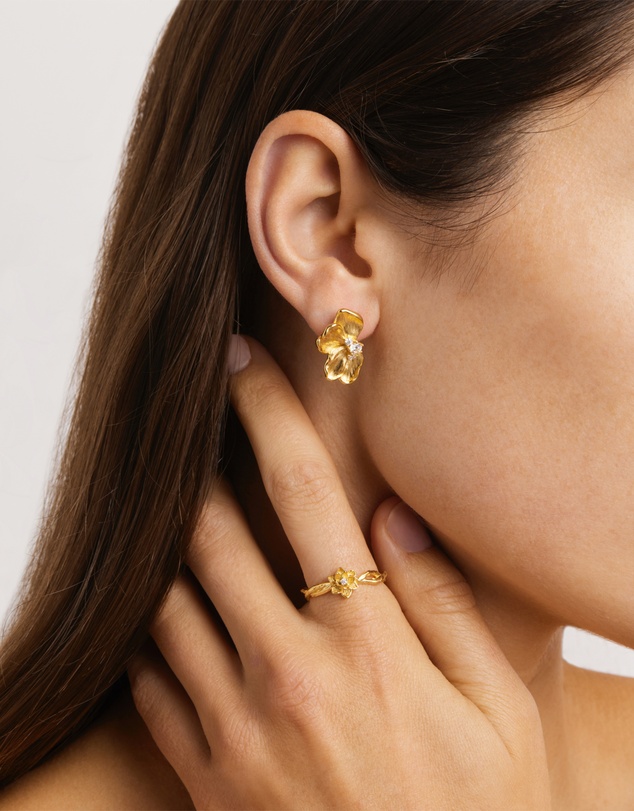 By Charlotte - Serene Lotus Statement Earrings